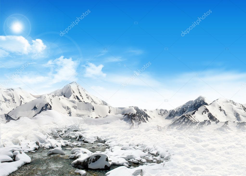 Mountain landscape with snow