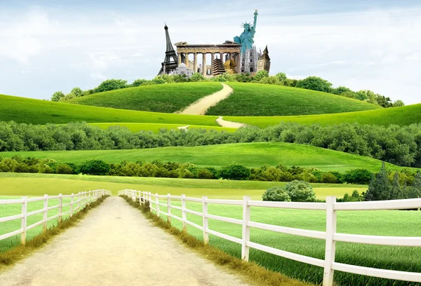 World landmarks on the top of the hill — Stock Photo, Image