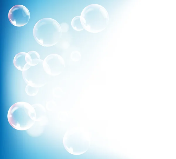 Kleurovergang blauwe achtergrond met zeepbel en licht — Stockvector