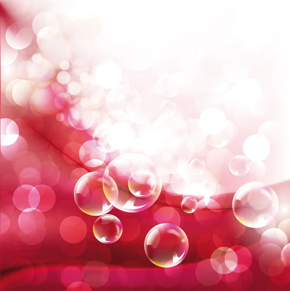 Червоний градієнтний фон зі світлом і кульками — стоковий вектор