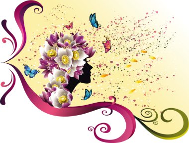 Woman and flowers clipart