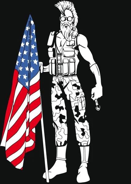 Amerikanischer Mann und Fahne — Stockvektor