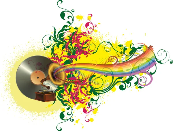 Colores musicales y arco iris — Vector de stock