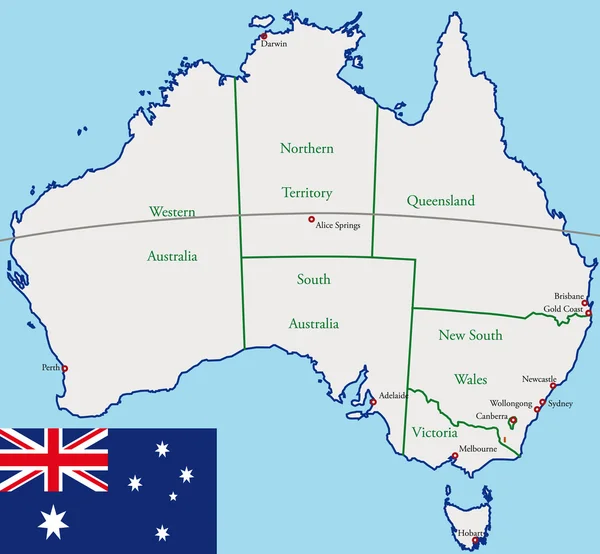 Χάρτης Αυστραλία και σημαία — Διανυσματικό Αρχείο