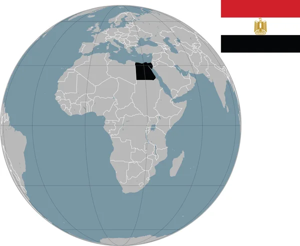Kaart van Egypte en vlag — Stockvector