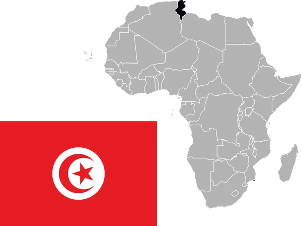 Tunisenkarte und Flagge — Stockvektor