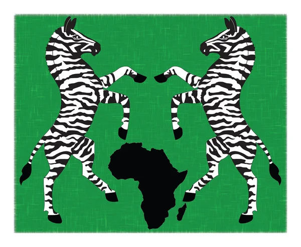 斑马和非洲地图 — 图库矢量图片