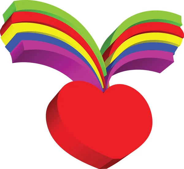 Rødt hjerte og regnbue – stockvektor
