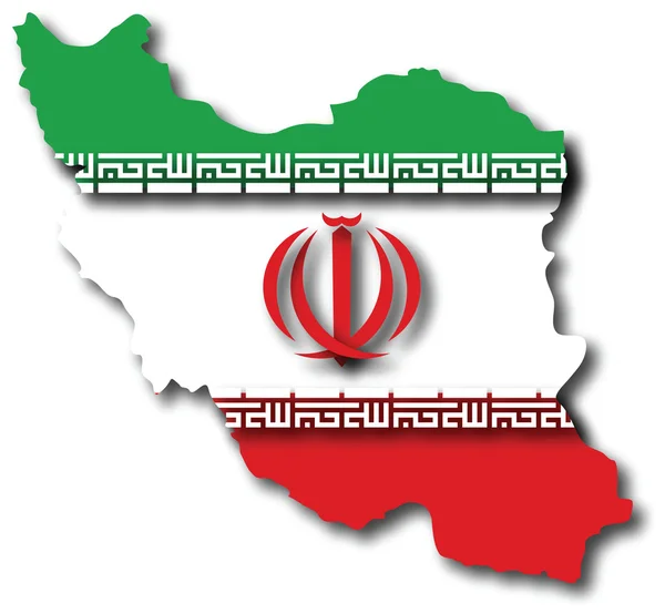 İran bayrağı ve harita — Stok Vektör