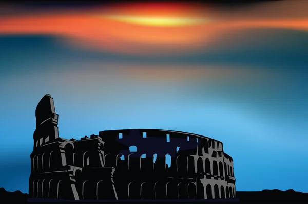 Gün batımında Colosseum — Stok Vektör