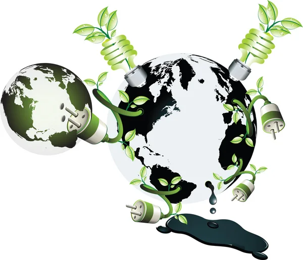 緑色の電源と生態 — ストックベクタ