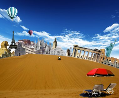 World landmarks in the desert clipart