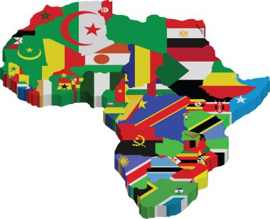 Africa continent and flags