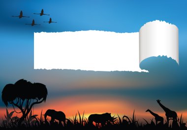 African savanna with animals clipart