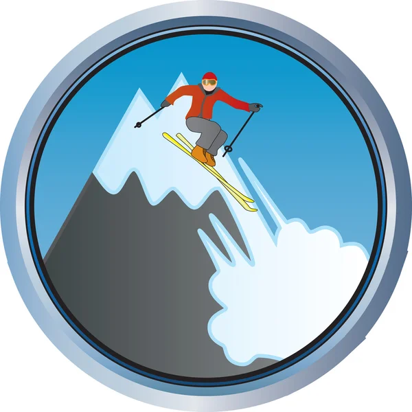 stock vector Skiing on the mountain