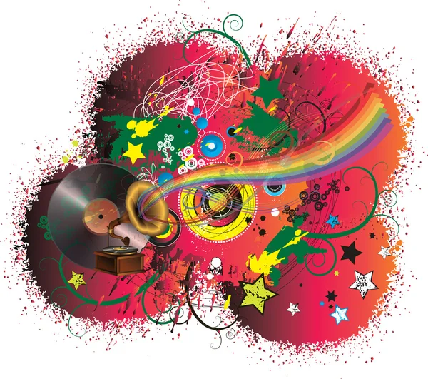 音乐彩虹和抽象背景 — 图库矢量图片
