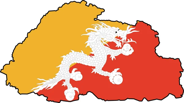 Drapeau du Bhoutan et carte — Image vectorielle