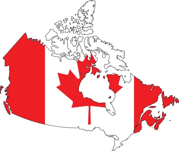 Mapa Kanady a vlajky — Stockový vektor