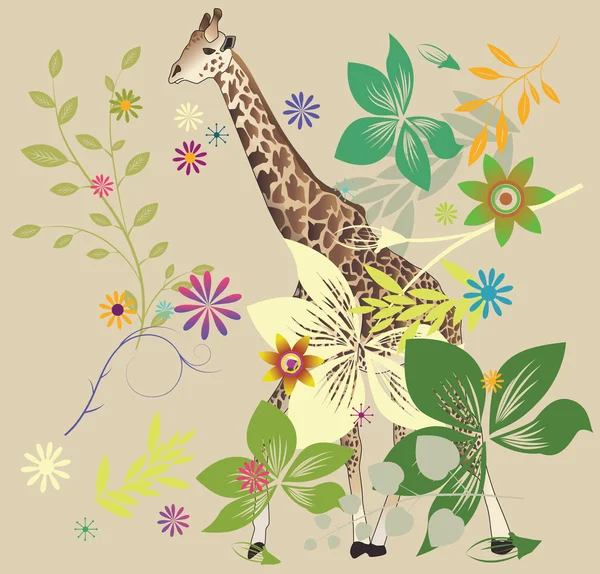 Жираф в лесу — стоковый вектор