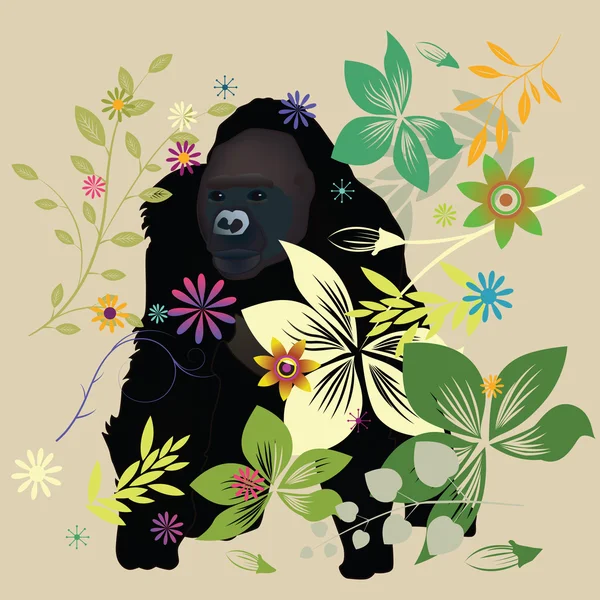Gorilla in the forest — Stock Vector