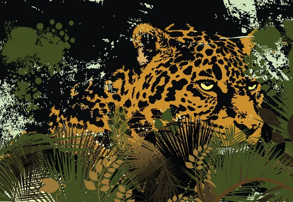 Leopard is op jacht — Stockvector