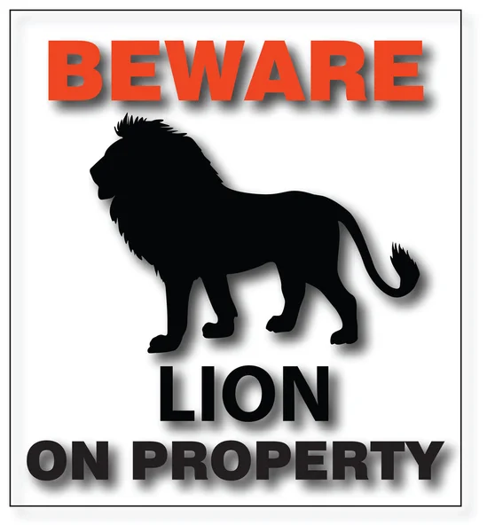 Attention lion sur la propriété — Image vectorielle