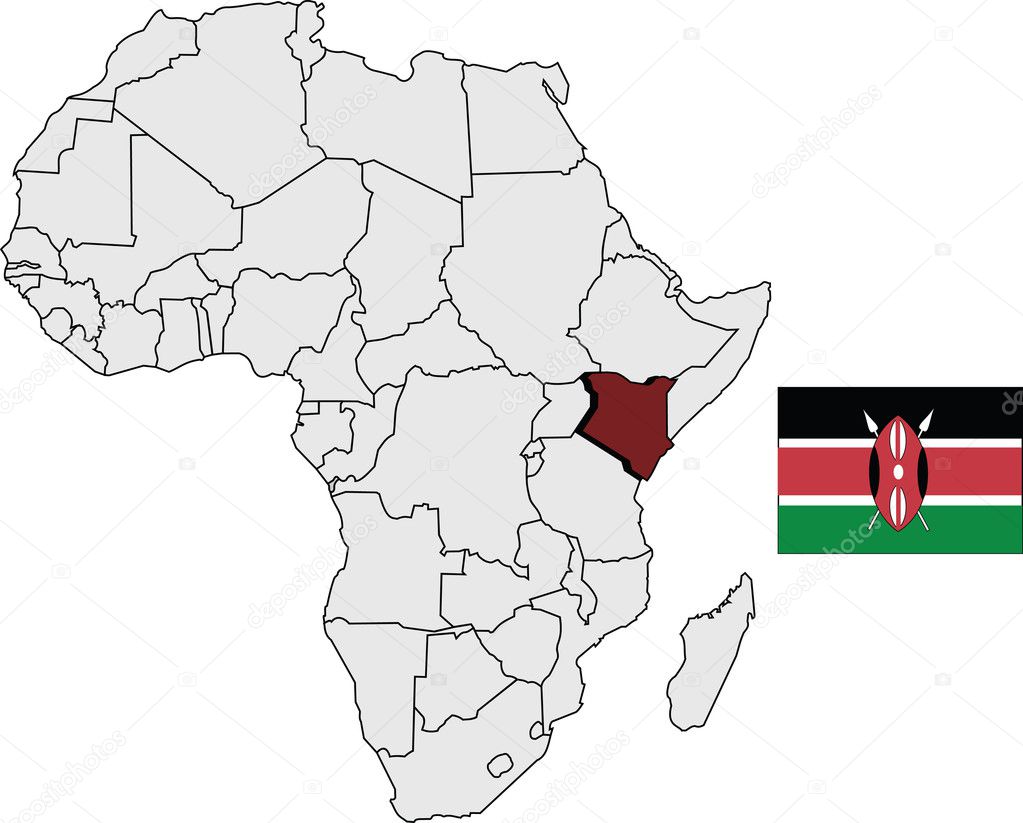 Kenya map and flag