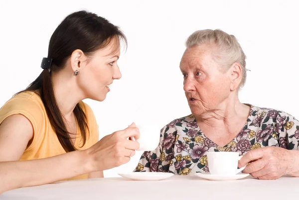 Aged mom and daughter — Stock Photo, Image