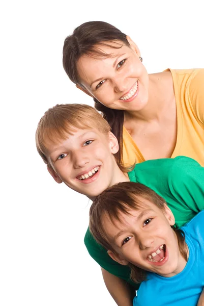 Söta mamma med söner — Stockfoto