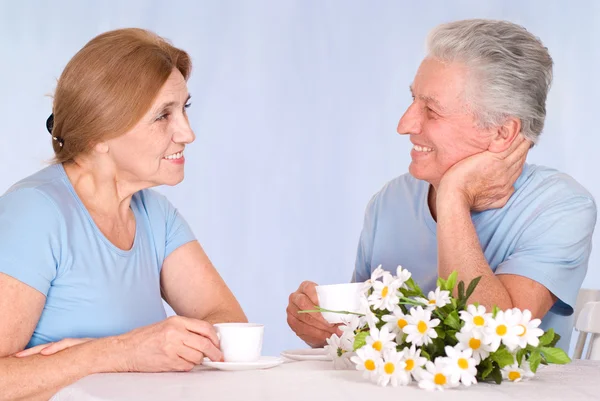 Old couple at table — Stock Photo, Image