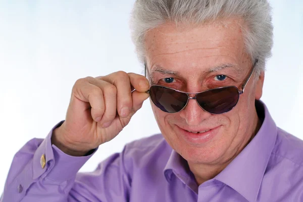 Old man in glasses — Stock Photo, Image