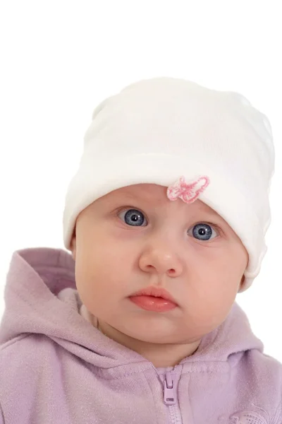 Bebê bonito em branco — Fotografia de Stock