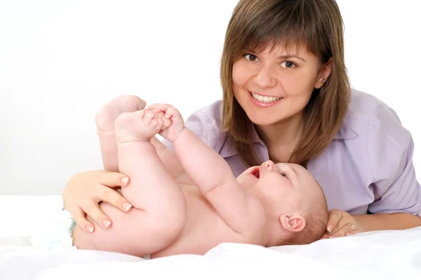 Meisje met kleine baby — Stockfoto