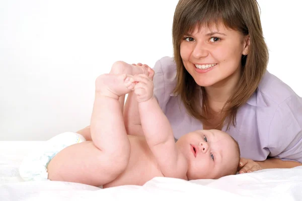 Meisje met kleine baby — Stockfoto