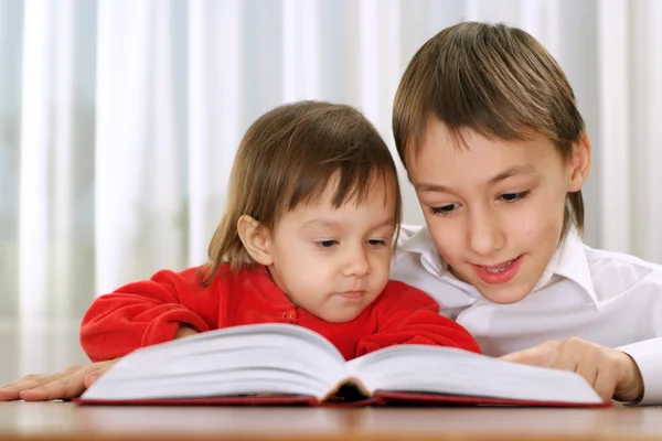 Hermano y hermana leyendo —  Fotos de Stock