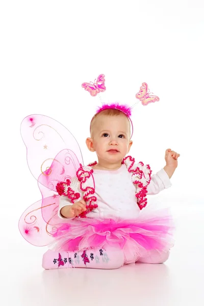 Girl dressed as a butterfly — Stock Photo, Image