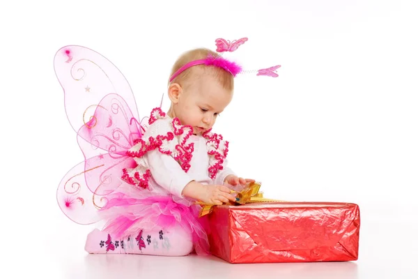 Baby dressed as a butterfly — Stock Photo, Image