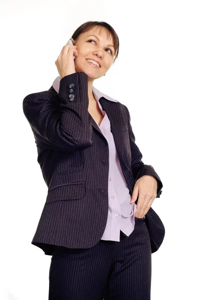 Biznes kaukaski kobieta z telefonem — Zdjęcie stockowe