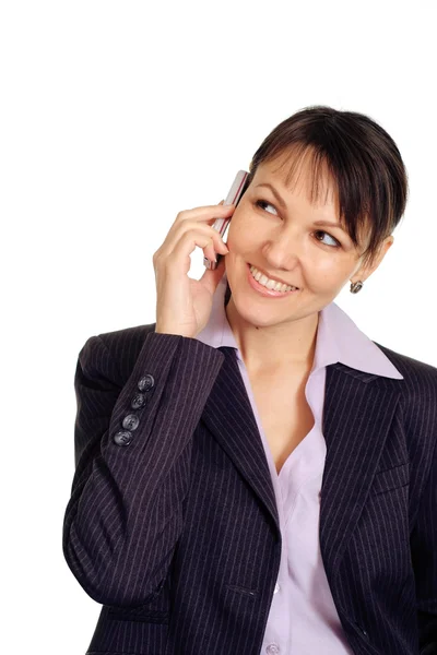 携帯電話を持つ美しい白人ビジネス女性 — ストック写真
