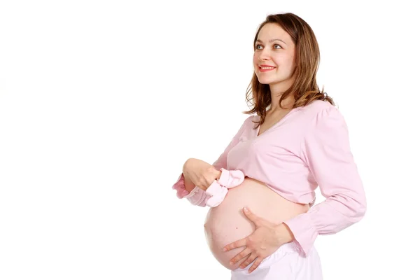 Gelukkig zwangere vrouw permanent — Stockfoto