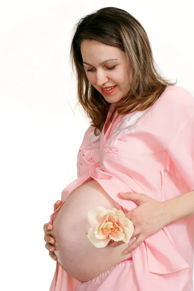 Šťastné těhotné ženy stojící — Stock fotografie