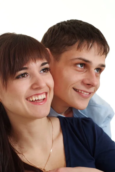 Een jongen en een meisje in een blauw shirt — Stockfoto