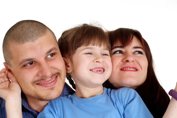 Caucasian beautiful luck family consisting of three — Stock Photo, Image