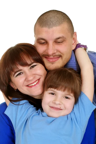 Caucasian beautiful nice family consisting of three — Stock Photo, Image