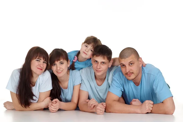 Caucasian beautiful happy family consisting of five persons are — Stock Photo, Image