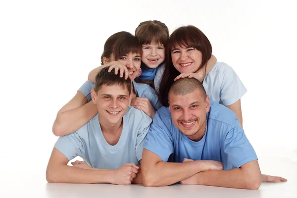 Caucasian household consisting of five persons are together on t — Stock Photo, Image