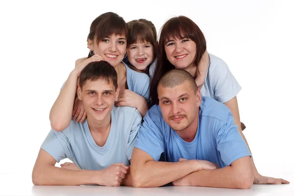 En lycklig familj på fem — Stockfoto