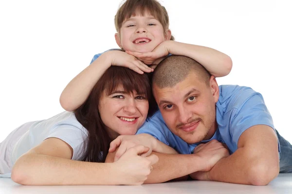 Kaukaski miła rodzina składa się z trzech wygłupiać — Zdjęcie stockowe
