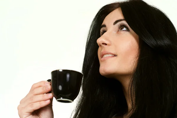Beautiful Brunette Caucasian with a cup — Stock Photo, Image