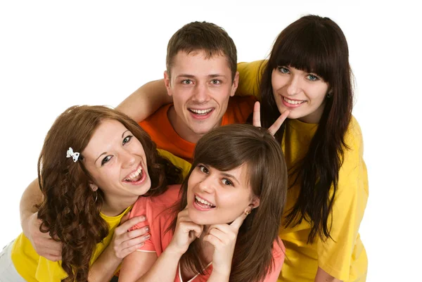 Счастливая кавказская блестящая кампания четырех дураков — стоковое фото
